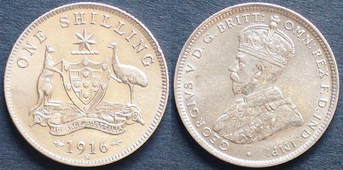 1916 Australia silver Shilling (Unc) A002554
